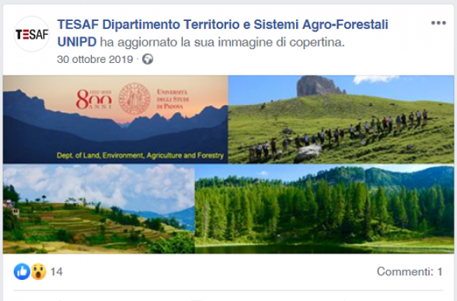 Collegamento a TESAF Dipartimento Territorio e Sistemi Agro-Forestali UNIPD is on Facebook